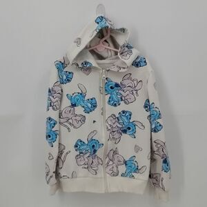 Disney Stitch & Angel Cream Full Zip Hoodie Sweatshirt size 6x